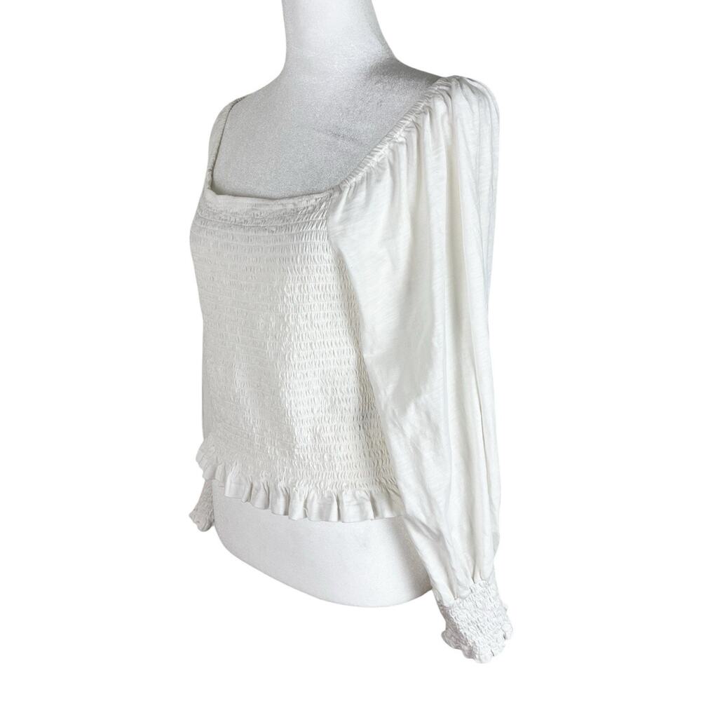 Anthropologie Pilcro Ginny Ivory Smocked Crop Top Cottagecore Boho Size Large - Picture 5 of 9